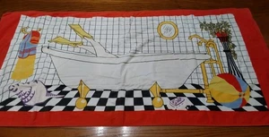 Vintage Beach Bath Pool Towel Cotton Bathroom Bathtub Scene 56x26 - Picture 1 of 5