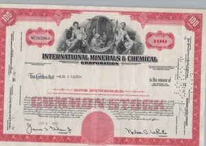 INTERNATIONAL MINERALS & CHEMICAL CORPORATION... CERTIFICADO DE STOCK COMÚN 1970 - Imagen 1 de 1