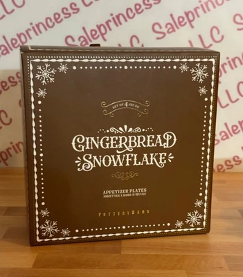 NUEVO Juego de 4 platos de aperitivo Pottery Barn gres copo de nieve nuevo en caja Foto 1 de 4