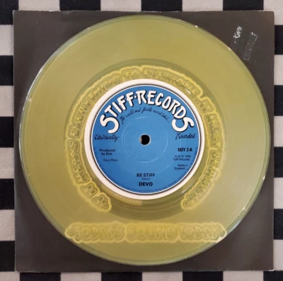 Be Stiff / Social Fools 7" by Devo clear yellow vinyl 1978 UK import VG+ BOY2 - Image 1 of 2