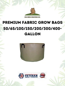 Cali Grow - 50/65/100/150/200/300/400 Gallon Grow Bags, Fabric Pot, Tan, NEW - Picture 1 of 16