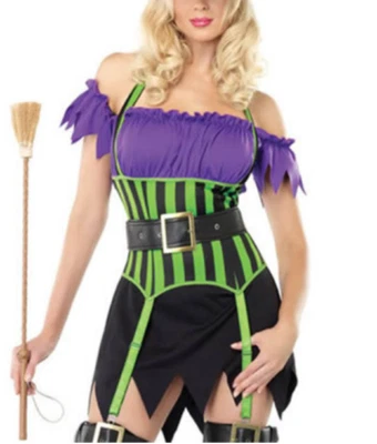 LEG AVENUE Sexy Spellbinding Witch Costume Off Shoulder Garter Dress Hat Size SM - Image 1 of 4