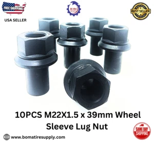 10 Pack 33mm M22-1.5 x 39mm Sleeve Wheel Lug Nut M22-1.5x39mm Skirt Flange - Picture 1 of 3