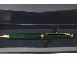 Bolígrafo Caran D'Ache Twist enchapado en oro suizo verde oscuro caja de resina jaspeada - Imagen 1 de 20
