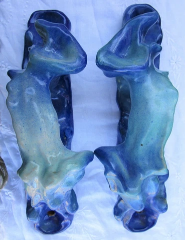 Large 12" Door Handle Pair Italian MCM Art Pottery Matteo Di Lieto Amalfi Cover