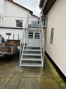 Podesttreppe Vollverzinkt 1,m Feuerschutztreppe 2,4 m Nottreppe Gartentreppe - Bild 1 von 6