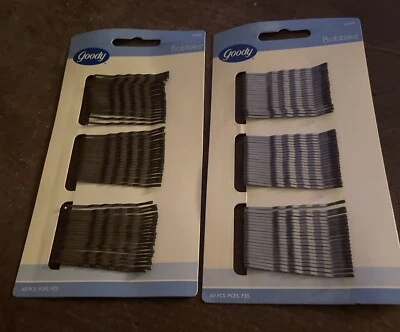 New Vintage (2005) 2 Packs Goody Bobby Pins (60 Per Pack) Silver & Brown USA - Image 1 of 3