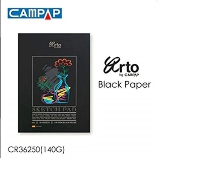 Black paper Sketch Pad - 140 gsm paper (Spain origin) - A4 size (20 sheets) - Image 1 of 4
