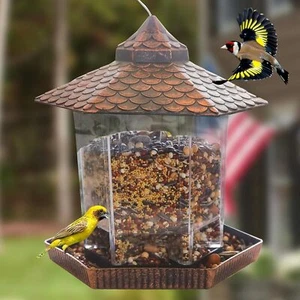 NEROSUN Bird Feeders for Outdoors Hanging, Red Copper Gazebo Bird Feeder for Roo - Picture 1 of 7
