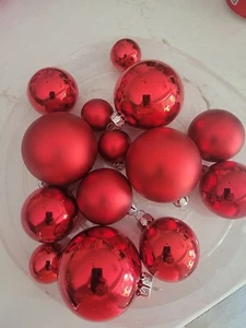 NWOB Christmas 14 Red Ornaments 3.5'-7.5' Round Non-breakable - Picture 1 of 3