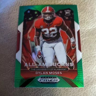 2021 Prizm Draft Picks Dylan Moses All Americans Green Parallel Rookie RC #190 - Image 1 of 2