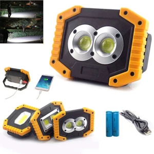 USB Rechargeable LED COB Work Light Camping Security Floodlight Emergency Lamp - Picture 1 of 18