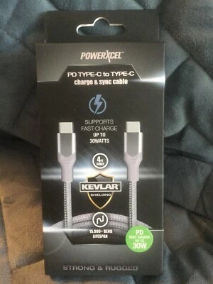 POWERXCEL PD TYPE-C TO TYPE-C CHARGE/SYNC CABLE GRAY - NEW IN BOX Foto 1 de 3
