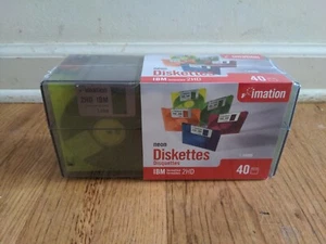 Imation Neon Diskettes 40 Pack IBM 2HD 3.5" Floppy Disks with Case SEALED NEW - Afbeelding 1 van 2