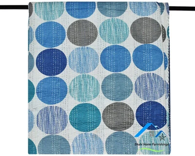 Colcha india hecha a mano colcha king size Kantha edredón estampado de lunares Gudari Foto 1 de 4