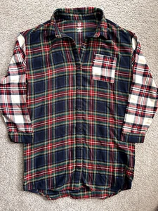 Gap Kids Girls Red White Blue Plaid Flannel Nightgown Pajama Sz XL (14) - Picture 1 of 3