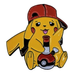 Stoned Pikachu Pokemon Parody 4:20 Buds Adult Comedy Enamel Clutch Hat Tie Pin - Picture 1 of 3