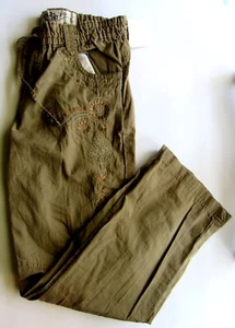 NWT GIRLS BROWN EMBROIDERED SEQUIN OLD NAVY PANTS SIZE 8 - Picture 1 of 3