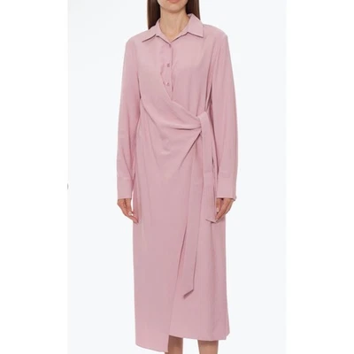 VESTIDO CAMISERO TIBI VISCOSA SARGA ROSA MIDIWRAP  Foto 1 de 4