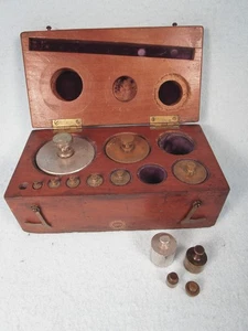 Antik W & LE Gurley GEWICHTE 4 Pfund bis 1/8 Unzen Set Holzkoffer ~ 3 Orig mis aber 4 Repl - Bild 1 von 12