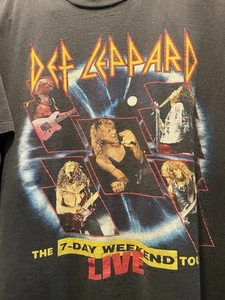CHEMISE DE CONCERT ORIGINALE DEF LEPPARD WEEK-END 7 JOURS 1992 XL VINTAGE - Photo 1/4