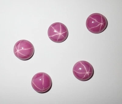 Opaque Star Ruby Round 12x12 mm Cabochon 6 Rayed Lab-created Stone 5 pieces Lot - Image 1 of 4