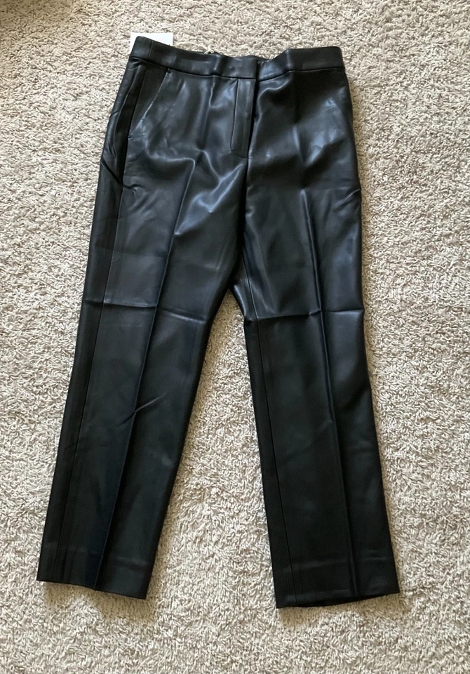 J.CREW Kate Straight-Leg Pant In Faux Leather SIZE 12 Black Item BU141