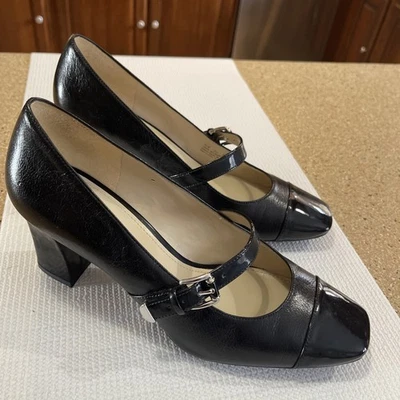 Туфли комфортные Naturalizer MaryJane N5 черная кожа и лакированная кожа насос размер 9,5 - Изображение 1 из 4