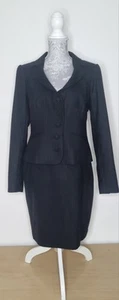 L K Bennett Two Piece Skirt Suit Black Pin Strip Wool. Size 12 - Picture 1 of 24