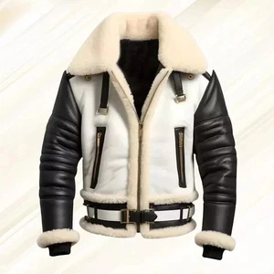 Men's RAF B3 Bomber Aviator Jacket Shearling Sheepskin Leather Flight Pilot - Picture 1 of 3