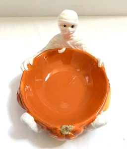 Mumie Kürbis Schale Süßigkeiten Schmuck Seifenschale Jack-O-Lantern Halloween Keramik - Bild 1 von 11