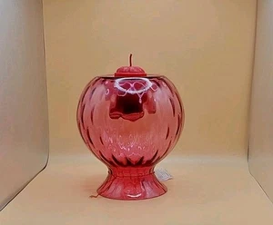 Pilgrim Cranberry Glass 5.5" Tall Upside Down Candle Holder Vase Chipped Read - Picture 1 of 10