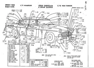 1956 Chrysler NOS Body Panel Exterior Part Number Guide - Picture 1 of 3