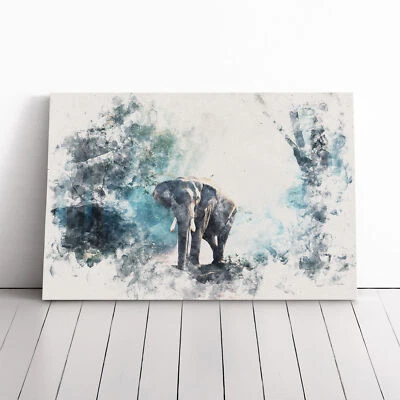 Elephant Roaming In A Green Forest Canvas Wall Art Print Framed Picture Decor - Image 1 of 4