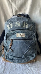 RALPH LAUREN Denim & Supply blue cotton and leather  vintage look backpack NEW - Picture 1 of 12