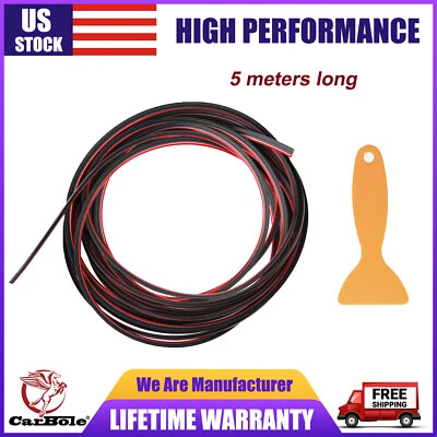 Red 5m Car Interior Door Gap Edge Line Insert Molding Trim Strip Deco Accessory - Image 1 of 4