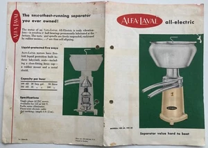 ALFA LAVAL ALL ELECTRIC CREAM SEPARATOR 100AE 102AE BROCHURE 1961 - Imagen 1 de 2