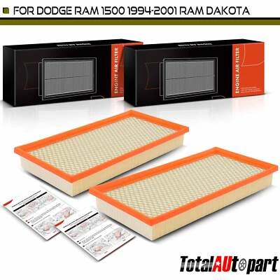 2x Filtro de aire del motor para Dodge Ram 1500 1994-2001 Ram Dakota Jeep Cherokee delantero Foto 1 de 4