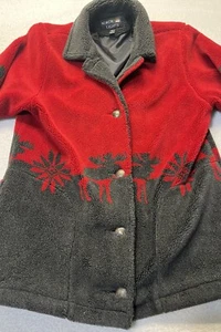 Vintage Nordic Lights Fleecejacke Damen M Outdoor Berge Elch Ski Schnee Wandern - Bild 1 von 6