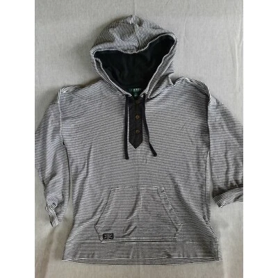 Lauren Ralph Lauren Women Medium Stripe Pullover Button Hoody Drawstring Sweater - Image 1 of 4