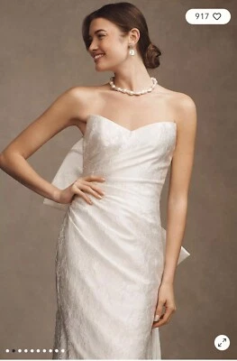 Vestido de noiva Wtoo By Watters querida drapeado coluna jacquard em marfim - Imagem 1 de 3