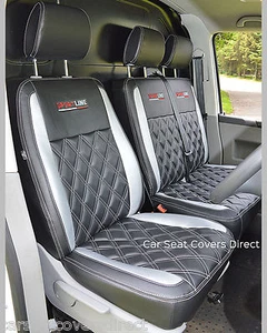 Volkswagen VW Transporter T5 Genuine Fit Van Seat Covers Black & Silver Diamonds - Picture 1 of 9