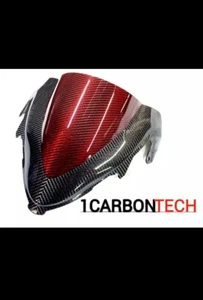 GSX1300R SUZUKI HAYABUSA CARBON FIBER WINDSCREEN HYBRID RED 2022-2024 - Picture 1 of 5