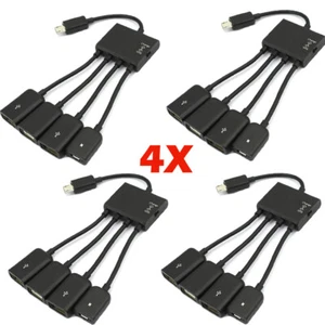 4pcs Micro USB Charging OTG Hub Splitter Cable for Phone Android Tablet 4 In 1 - Picture 1 of 6