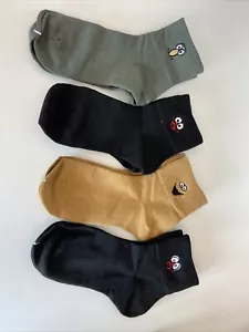 Smiley face Ankle socks Black Green Tan Brown smiley face LOT OF 4 pairs new - Picture 1 of 3