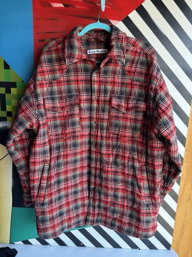 Giacca trapuntata a quadri rossa Acne Studios Taglia: 46 a scacchi