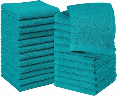 24 Pack Cotton Washcloths Premium Quality Flannel Face Cloths Highly Absorbent - Image 1 of 4