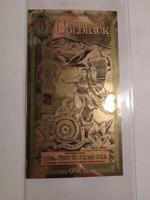 2023 1 SOUTH DAKOTA GOLDBACK 1/1000TH TROY OUNCE 24K GOLD - Image 1 of 4