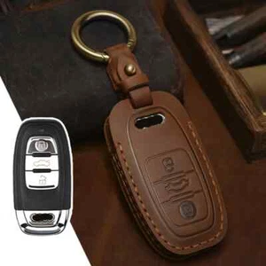 Leather Car Key Case for Audi A4 A5 A6 A7 A8 Q8 Q5 S6 S7 S5 S4 RS6 RS7 Keychain - Picture 1 of 9
