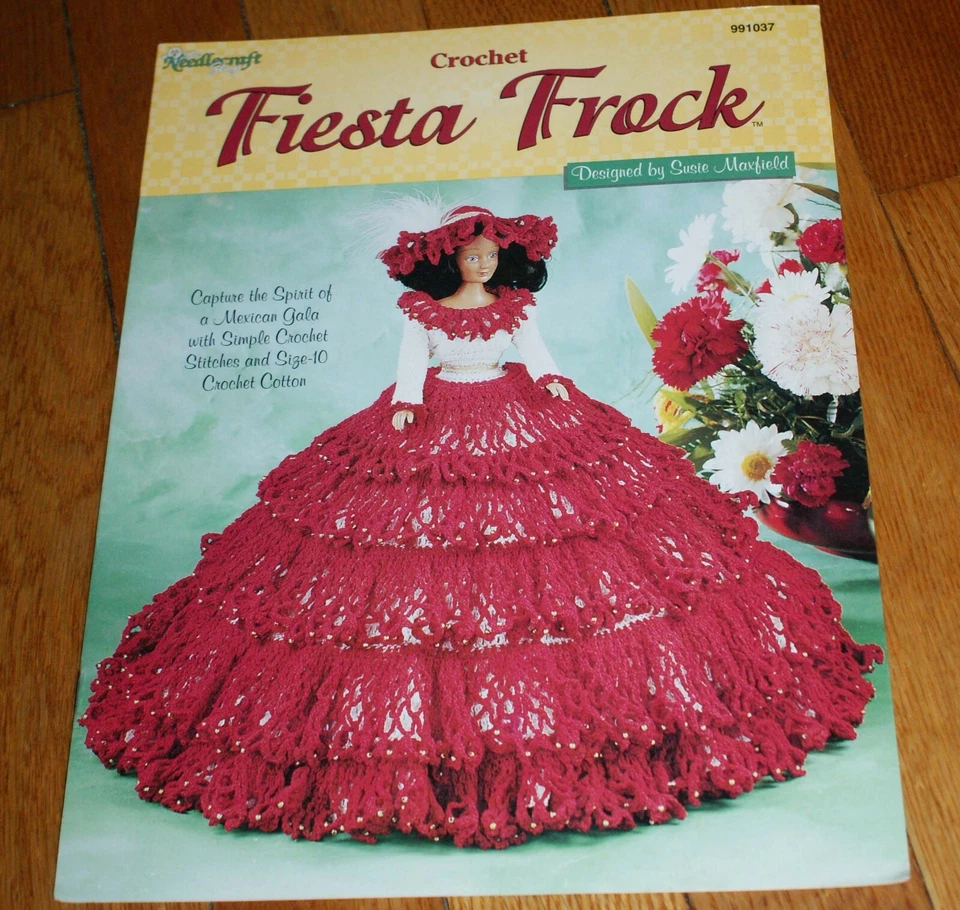 Fiesta Frock Thread Crochet Book Craft Mexican Gala Doll Dress & Hat - Image 1 of 1